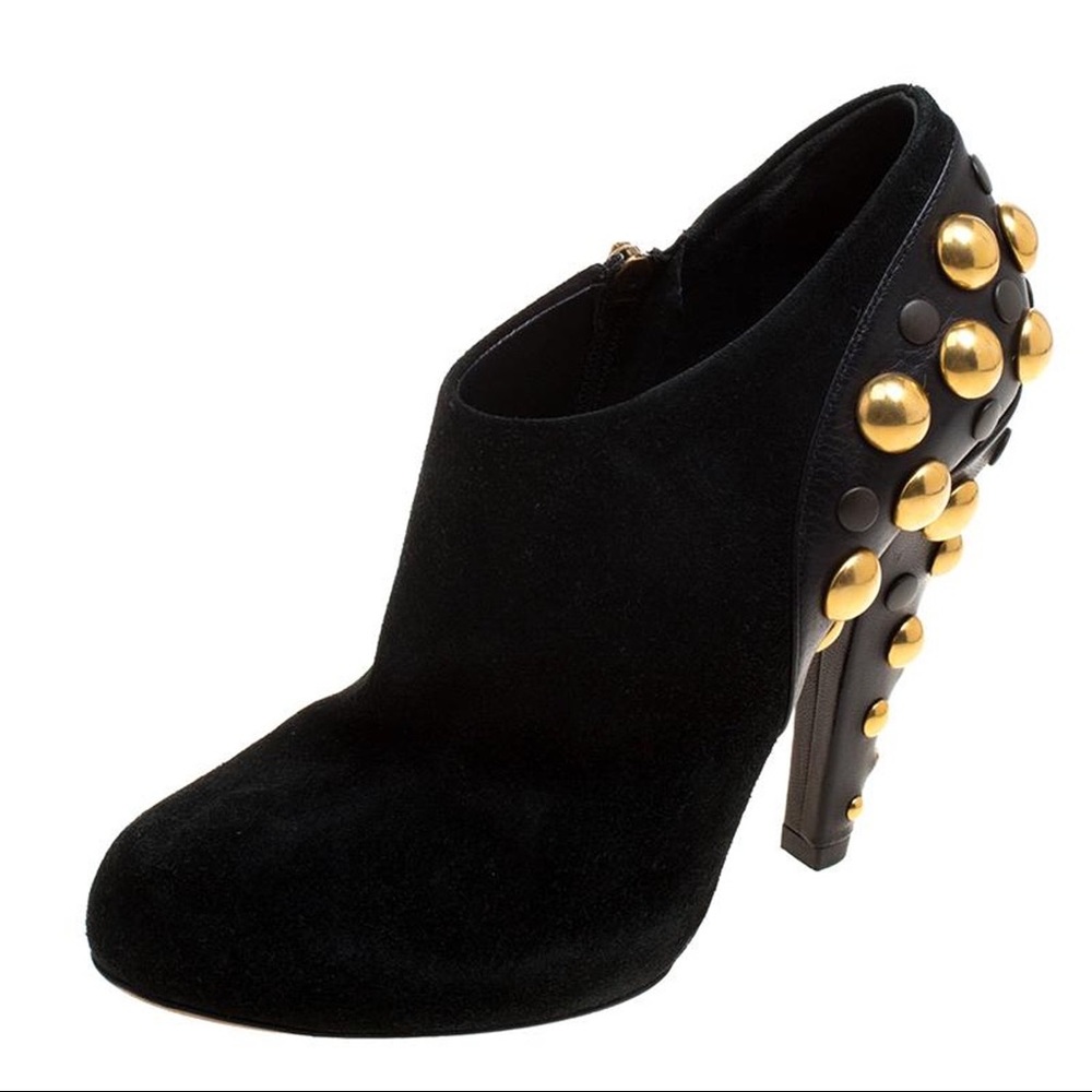 Gucci Suede Babouska Studded Ankle Boots